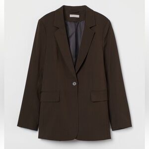 H&M Single Breasted Blazer Jacket in Dark Green Olive, Size M